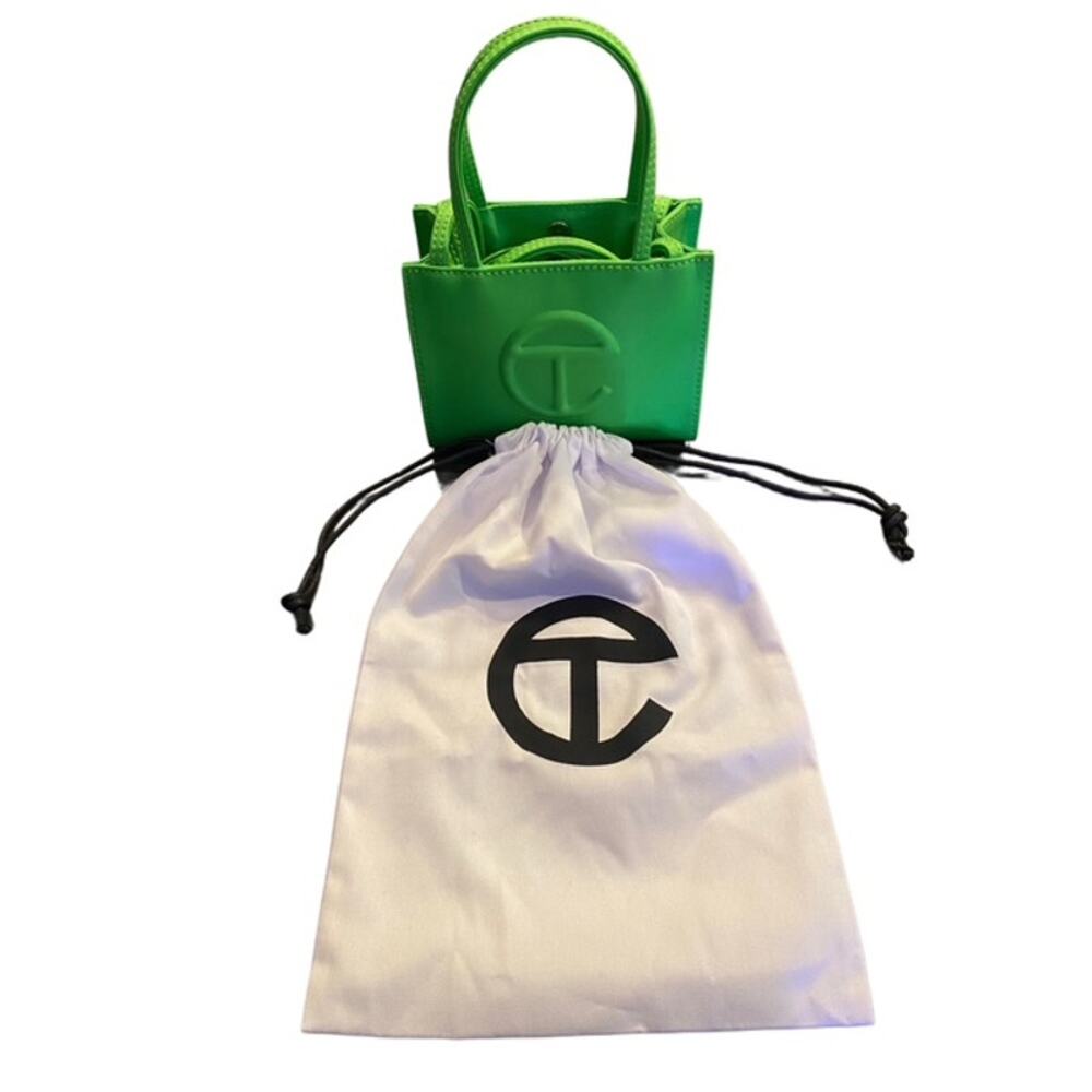 Telfar Small Shopping Bag Green Screen Vegan Leather Tote w/ Dust Bag
